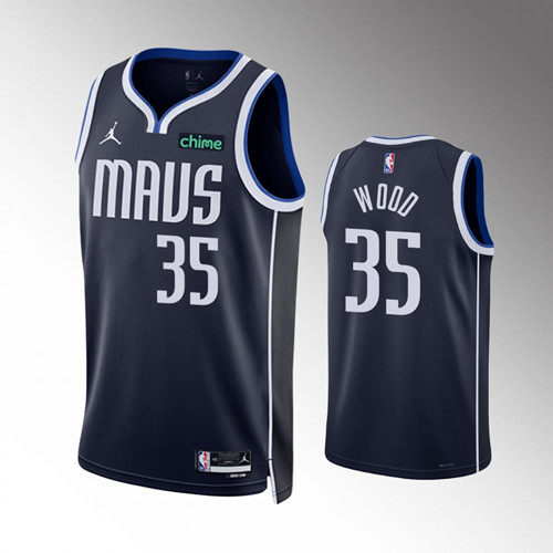 Men's Dallas Mavericks #35 Christian Wood Navy Statement Edition Stitched Basketball Jersey